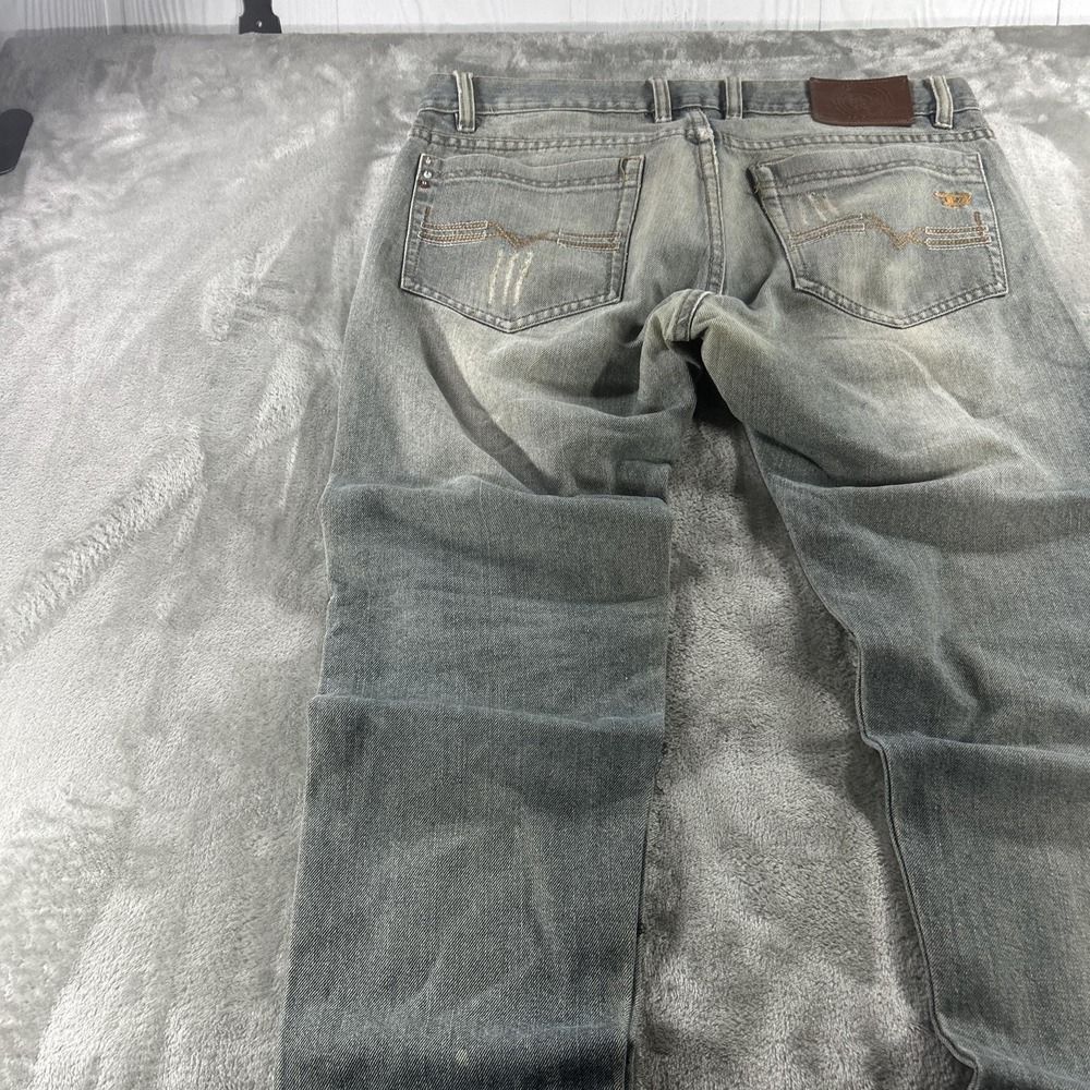 Diesel Industry Jeans Mens 35x30 Blue Light Wash Slim Tapered Distressed Stretch - Picture 6 of 16